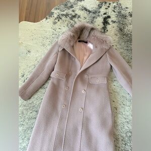 Andrew Marc Tweed Coat with detachable fur collar